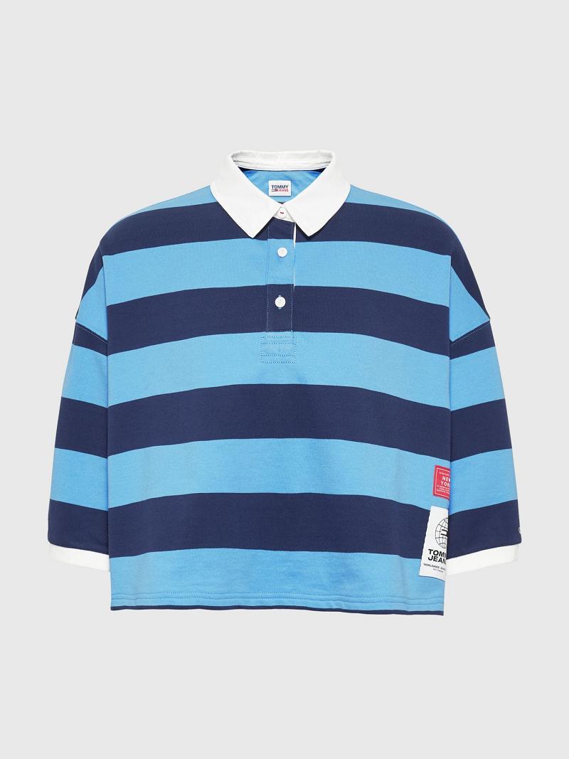 Női Tommy Hilfiger Cropped Rugby Stripe Polos Kék Színes | HU 264OKI